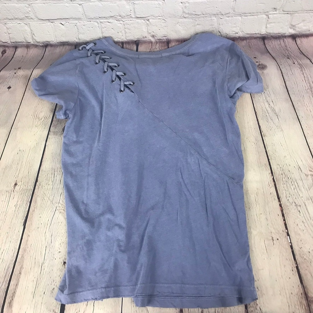 Philanthropy Short Sleeve Lace Up Shoulder T-shirt - Picture 4 of 6